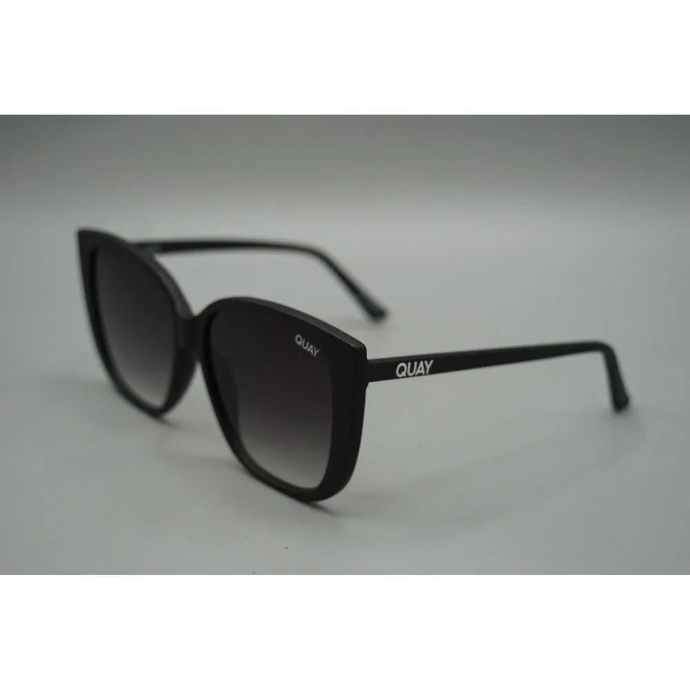 Quay Australia Ever After Sunglasses Matte Black Smoke Gradient Lens Square